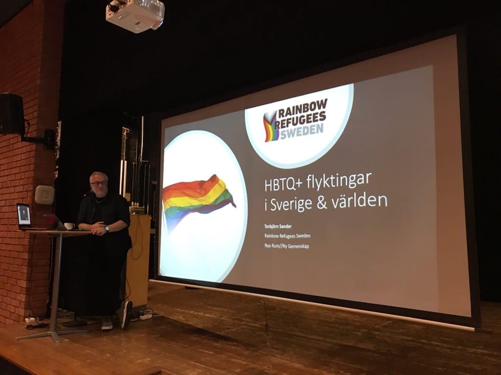 torbjorn presenting rainbow refugees sweden